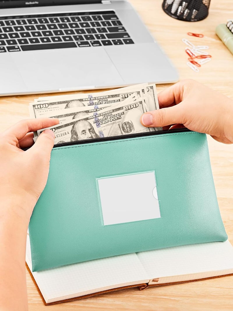 SMARTAKE 5-Pack Money Bags with Zipper, PU Leather Bank Deposit Bags, Waterproof Money Pouch for Organize Cash, Coins, Cosmetics, Invoice, Bills, Tools, 11.5 x 6.2 Inches, Macaroon Colors - Image 3